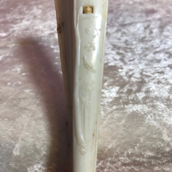 Vintage Intricate Fan Made in Hong Kong * Trees Birds Nature Scene Retro Tassel - Picture 9 of 10